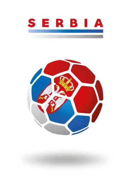 Vector illustration of Serbia soccer ball on white background