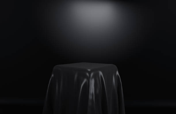 istock Blank Or Empty Empty Podium With Cloth And Fabric Black Colors Display Background Award Concept For Product Presentation And Display 3D Rendering 1389402774