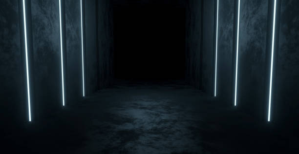 istock Empty Grunge Showroom Showcase Quiet Dark Blue Banner Background 3D Render 1389403059