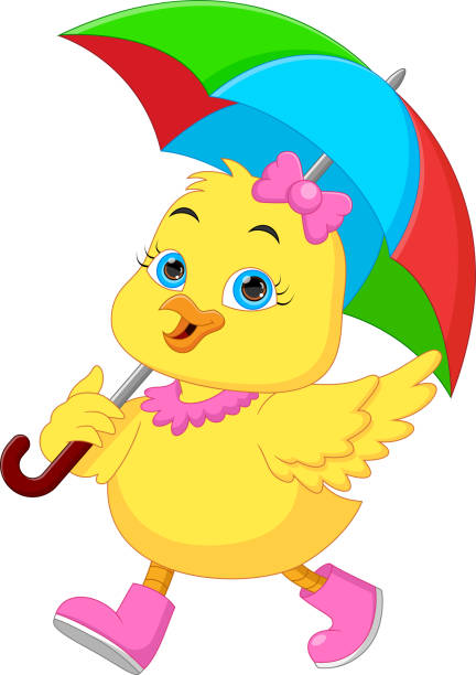 istock cartoon cute little duck with umbrella 1389403955