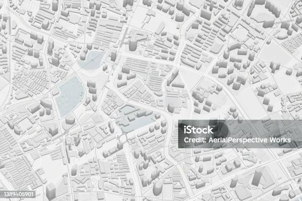 View Of Virtual City Stock Photo - Download Image Now - Map, City, Three Dimensional