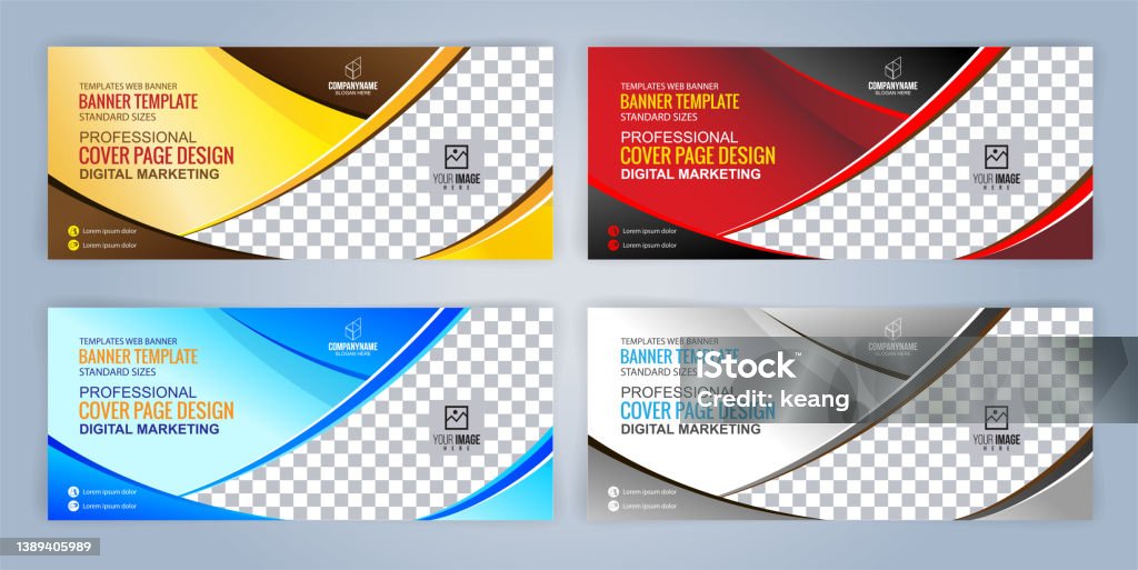 Light Color Web Banner Set Of 4 Color Web Banners Templates Standard Sizes With Space Premium ...