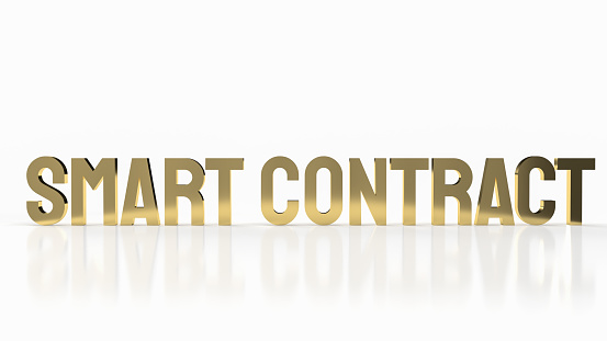 gold smart contract on white background for business concept 3d rendering