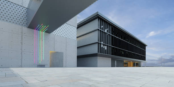 istock Empty floor with office buildings and modern architecture 1389408803