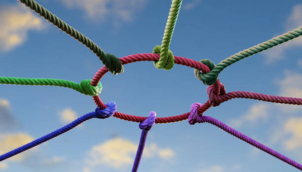 istock Colorful as diverse ropes connected together. 1389408848