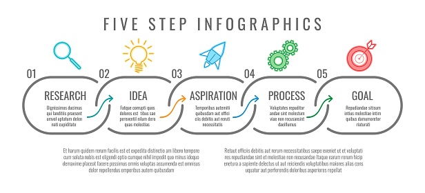 5 Step Walk Howto Five Steps Infographic Stock Illustration - Download Image Now ...