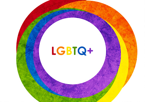 LGBTQ Pride Month abstract colorful grunge circles vector background