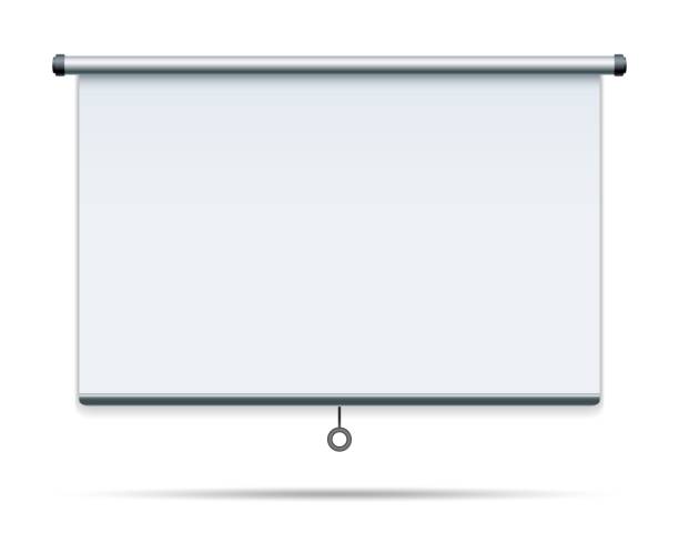 biały ekran płócienny - ekran projekcyjny urządzenie projekcyjne stock illustrations