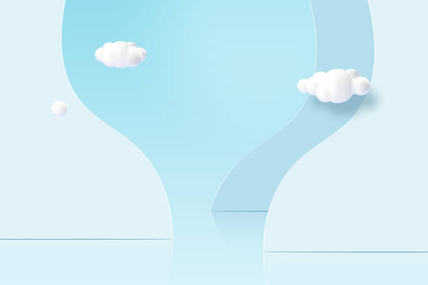 ilustrações de stock, clip art, desenhos animados e ícones de 3d cloud with layer wavy shape background.pastel minimal scene for product display presentation.vector illustration. - backdrop blue contemporary pattern