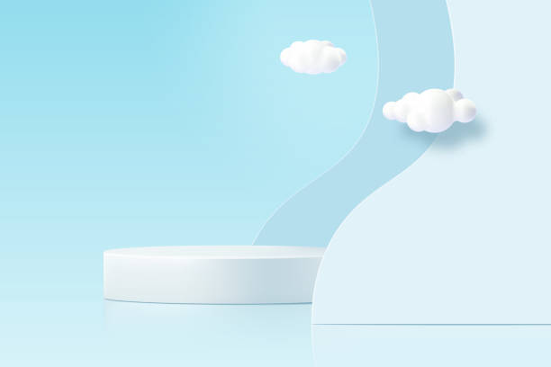 istock 3D white cylinder pedestal podium with layer wavy shape background.Pastel minimal scene for product display presentation.Vector illustration. 1389411888