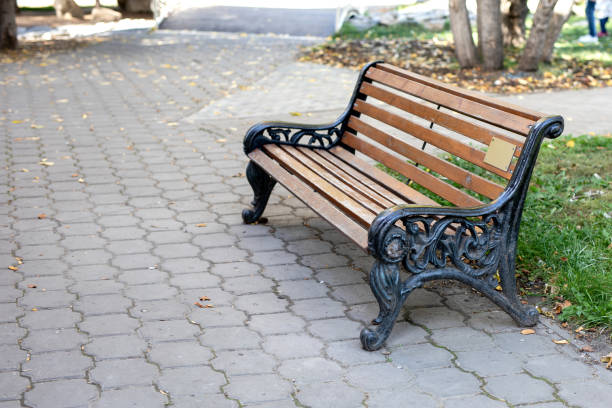 istock bench in autumn park 1389412881