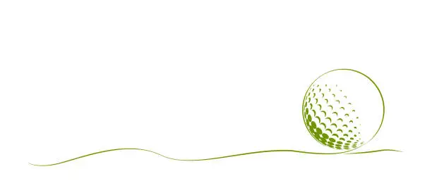 Vector illustration of Golf ball with Continuous green line color drawing. Website, banner and brochure background. Vector illustration