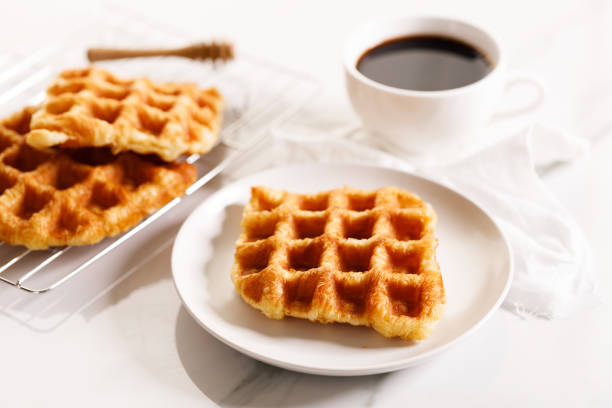 istock Croissant waffle or Croffle served in a white plate. 1389417892