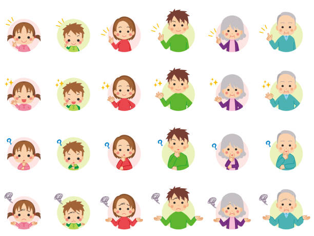 ilustraciones, imágenes clip art, dibujos animados e iconos de stock de linda familia - grandmother child senior adult multi generation family