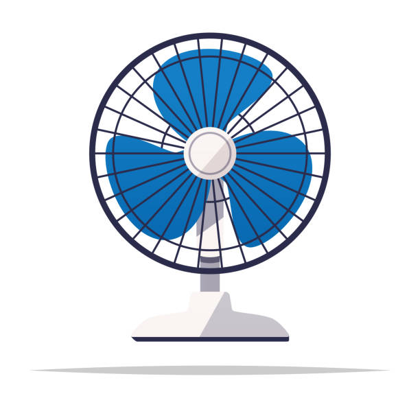 illustrations, cliparts, dessins animés et icônes de illustration isolée vectorielle de ventilateur électrique de bureau - ventilateur