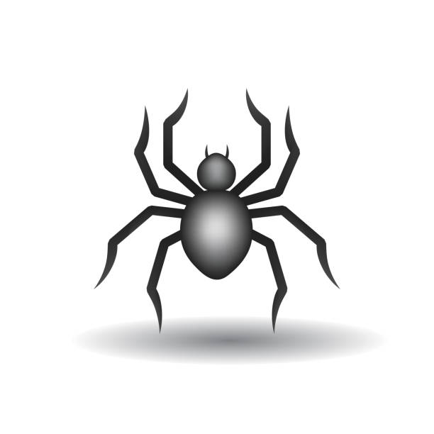 블랙 여덟 다리 거미류 또는 거미 벡터 이모티콘 일러스트 레이 션 - eight legged stock illustrations