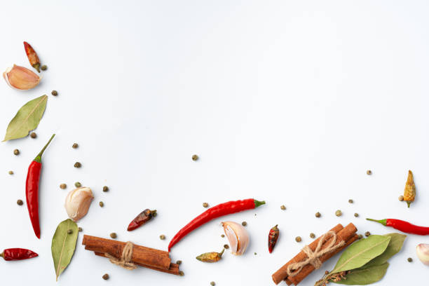 istock Variety of cooking spices on white background. 1389426131