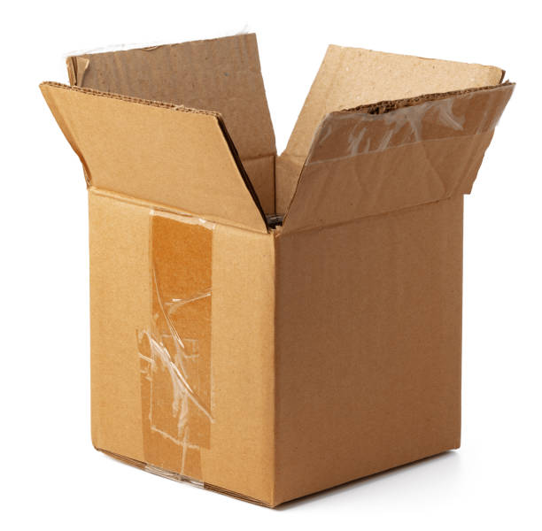 istock Open brown cardboard box isolated on white 1389427056