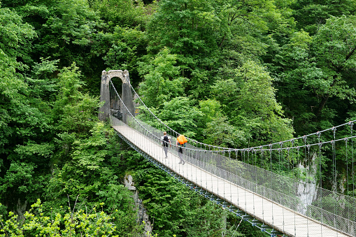 Suspension bridge over the gorge in Larrau