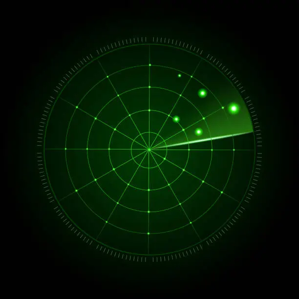 Vector illustration of Realistic vector radar in searching. Vector