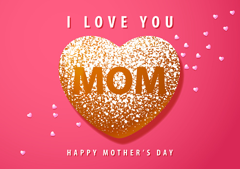 Making heart shaped donut for Mother's Day with baking sugar powder spraying the MOM typography on it