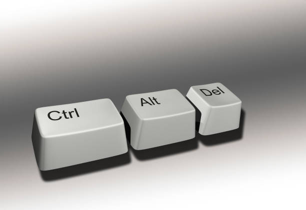 ctrl alt del combo keyboard keys with a soft background - computer delete bildbanksfoton och bilder