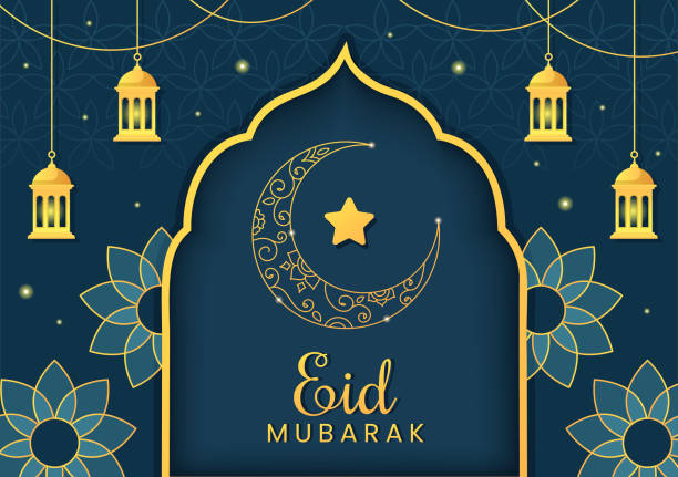 Happy Eid ul-Fitr Mubarak Background Illustration with Pictures of Mosques, Moon, Antennas and Others Suitable for Posters Happy Eid ul-Fitr Mubarak Background Illustration with Pictures of Mosques, Moon, Antennas and Others Suitable for Posters allah the god islam cartoons stock illustrations