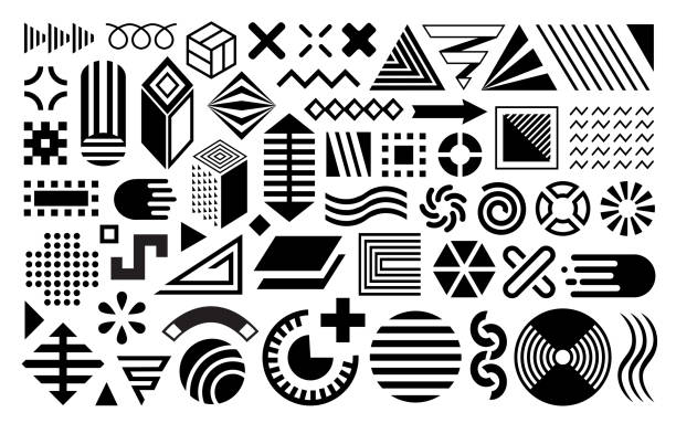ilustraciones, imágenes clip art, dibujos animados e iconos de stock de formas abstractas, elementos de diseño geométrico - spotted improvement circle halftone pattern