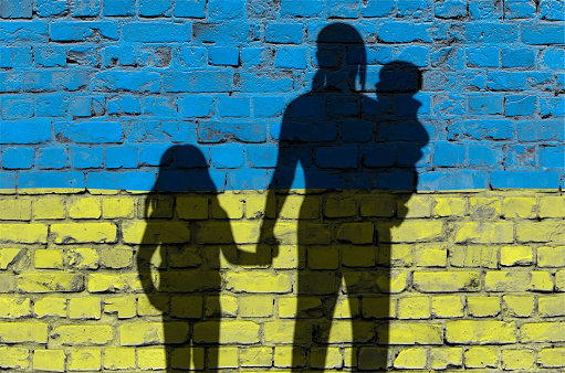 Symbolic image on the subject of war refugees from Ukraine
