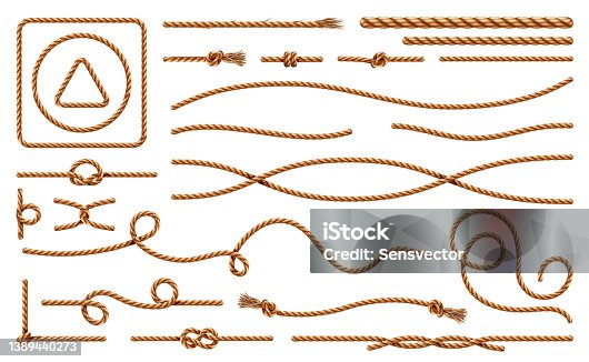 istock Realistic ropes set, threads and knots wavy line 1389440273