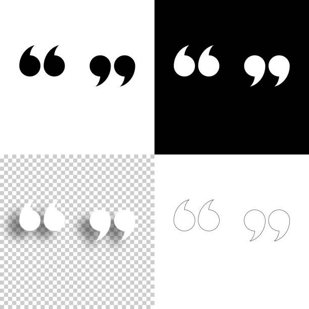 ilustrações de stock, clip art, desenhos animados e ícones de quotation marks. icon for design. blank, white and black backgrounds - line icon - quote mark