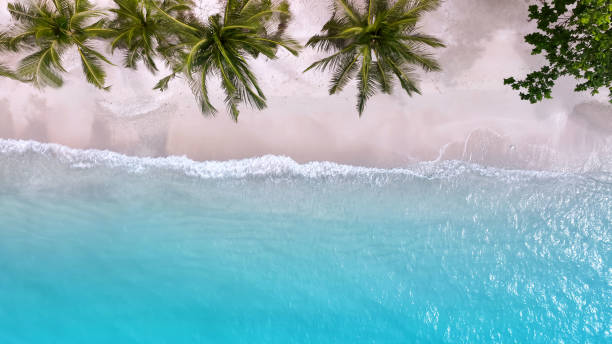 istock Aerial view with  Soft blue turquoise ocean wave on the beach and soft wave background.-Summer image 1389448115