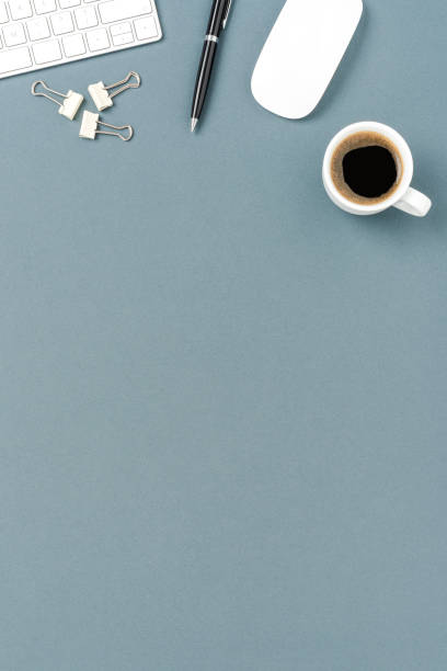 istock Overhead shot of business desktop with computer 1389449581