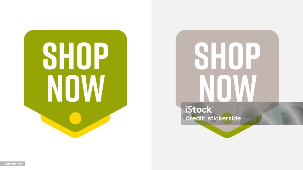 Shop Push Shop Now Pointer Push Button For Fast Purchase Set Stock Illustration ...