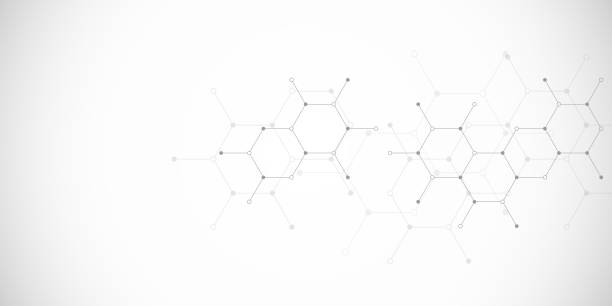 struktura molekularna i inżynieria genetyczna, nauka, technologia innowacji, opieka zdrowotna i projektowanie leków - chemistry elements stock illustrations