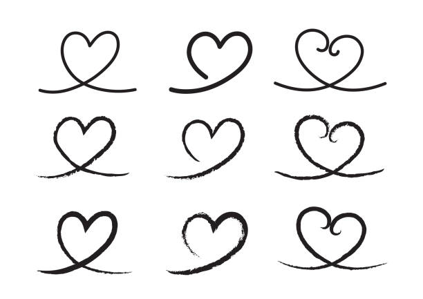 heart line doodle banner. vector illustration heart line doodle banner. vector illustration brush stroke heart stock illustrations