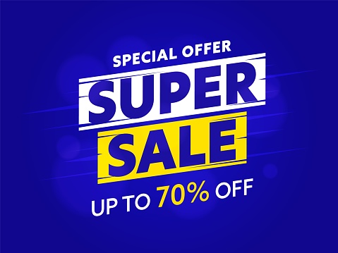Super sale special offer with price cut up to 70 percent off. Banner template for fashion boutique, electronics store or retail shop discount promotion vector illustration