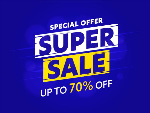 Super sale special offer with price cut up to 70 percent off Super sale special offer with price cut up to 70 percent off. Banner template for fashion boutique, electronics store or retail shop discount promotion vector illustration sale stock illustrations