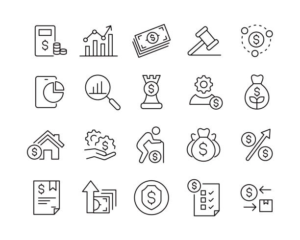 Money Management Icons - Vector Line Icons Money Management Icons - Vector Line Icons. Editable Stroke. Vector Graphic retirement planning advisor stock illustrations