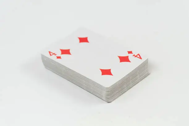 Playing card, deck of cards, playing cards isolated on white background, selective focus