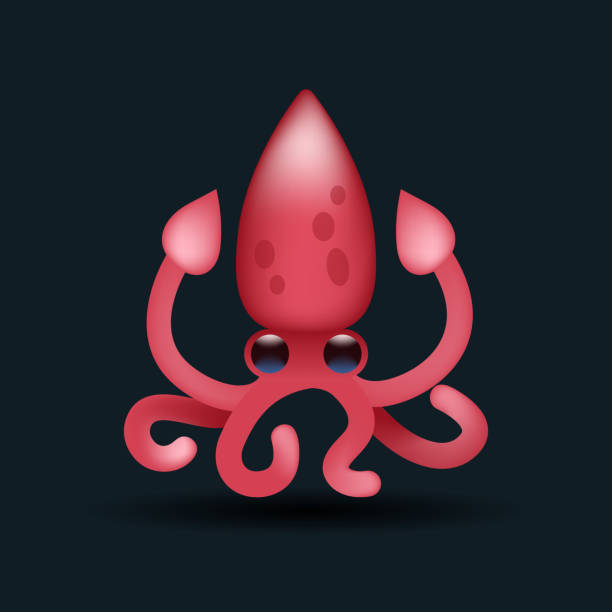 illustrazioni stock, clip art, cartoni animati e icone di tendenza di simpatico polpo rosso vettoriale emoji illustrazione - red octopus