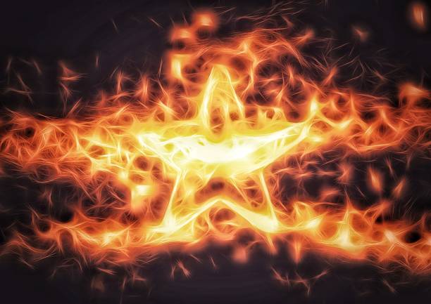 istock Illustration of a burning star-shaped flame 1389457743
