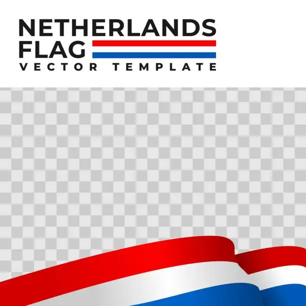 Vector illustration of vector illustration of netherlands flag with transparent background. country flag vector template.