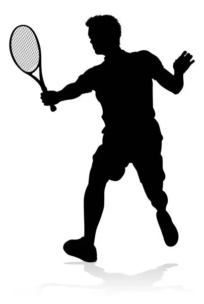 Vector illustration of Tennis Player Man Sports Person Silhouette