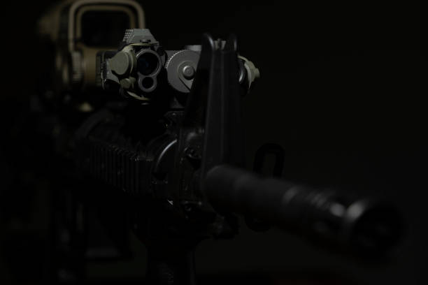fusil avec viseur optique et dispositif laser - steiner photos et images de collection