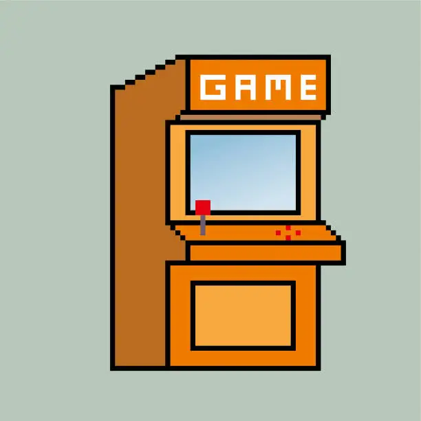 Vector illustration of Video Game Arcade Cabinet pixel illustration