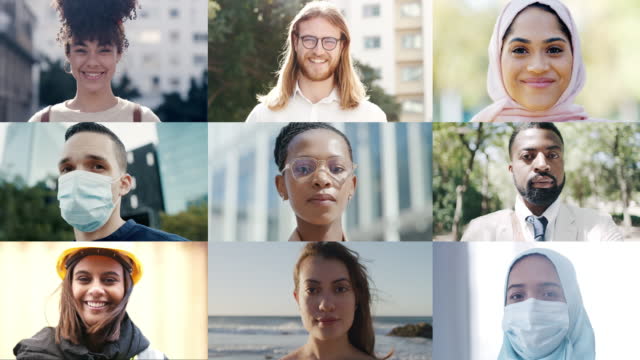 4k video footage of the faces of various people