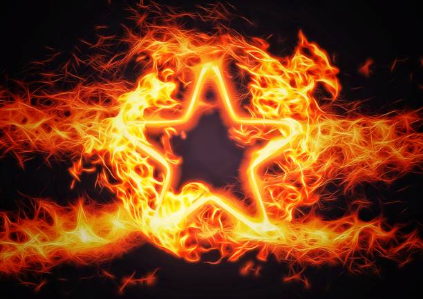 istock Illustration of a burning star-shaped flame 1389465973