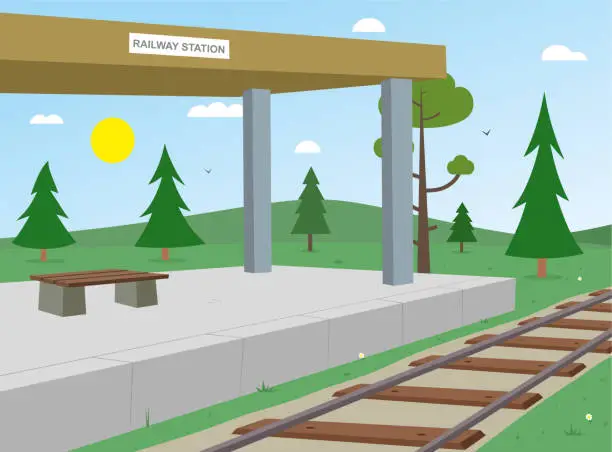 Vector illustration of Railway Station illustration