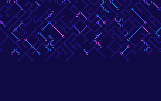stockillustraties, clipart, cartoons en iconen met circuit connection networking abstract background pattern border - toeleveringsketen